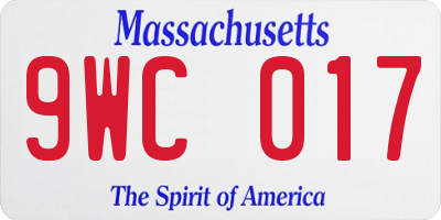 MA license plate 9WC017
