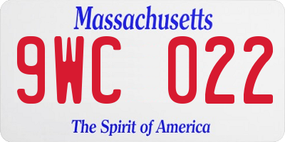 MA license plate 9WC022