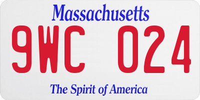 MA license plate 9WC024