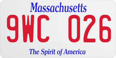 MA license plate 9WC026