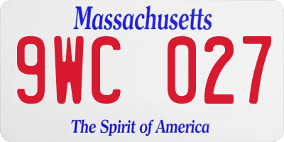 MA license plate 9WC027