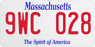MA license plate 9WC028