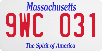 MA license plate 9WC031