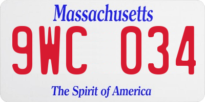 MA license plate 9WC034