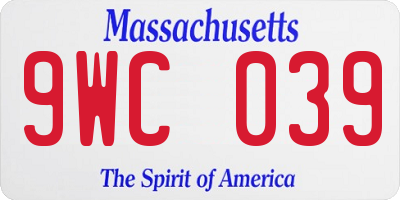 MA license plate 9WC039