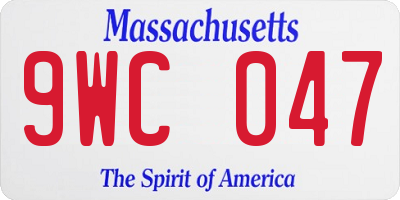 MA license plate 9WC047