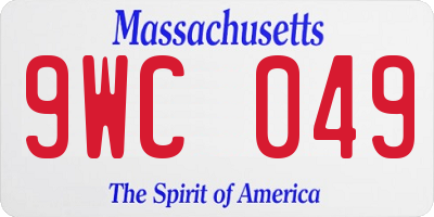 MA license plate 9WC049