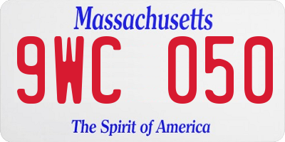 MA license plate 9WC050