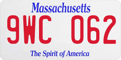 MA license plate 9WC062