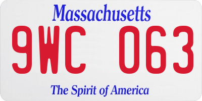 MA license plate 9WC063