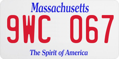 MA license plate 9WC067