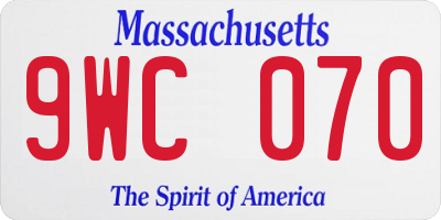 MA license plate 9WC070