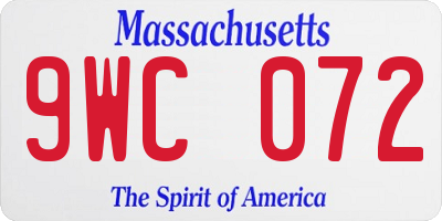 MA license plate 9WC072