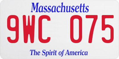 MA license plate 9WC075