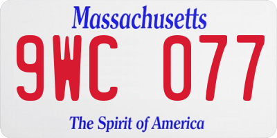 MA license plate 9WC077