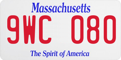 MA license plate 9WC080