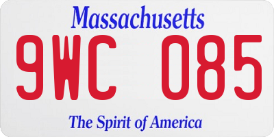 MA license plate 9WC085