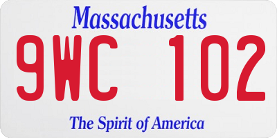 MA license plate 9WC102