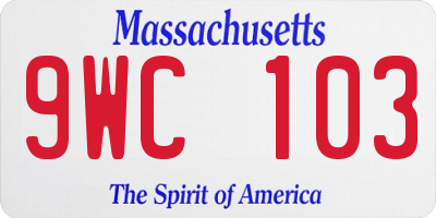 MA license plate 9WC103
