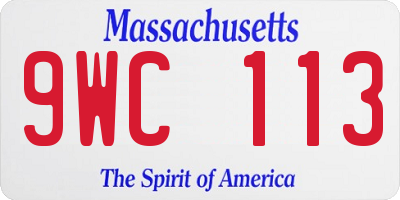 MA license plate 9WC113