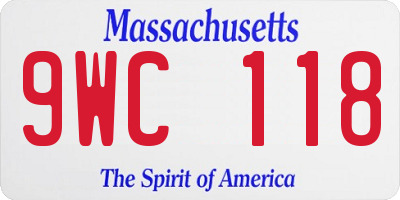 MA license plate 9WC118