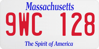 MA license plate 9WC128