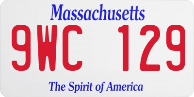 MA license plate 9WC129
