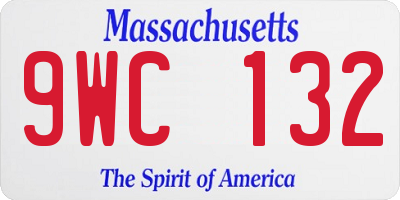MA license plate 9WC132