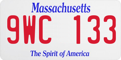 MA license plate 9WC133
