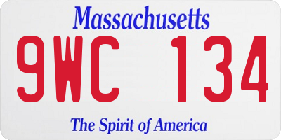 MA license plate 9WC134