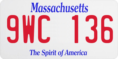MA license plate 9WC136