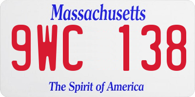 MA license plate 9WC138