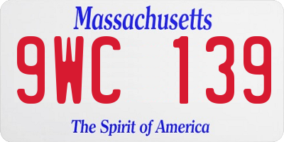 MA license plate 9WC139