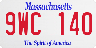 MA license plate 9WC140