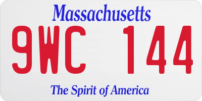 MA license plate 9WC144