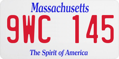 MA license plate 9WC145