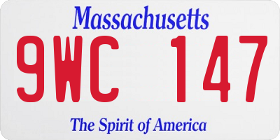 MA license plate 9WC147