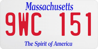 MA license plate 9WC151