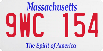 MA license plate 9WC154