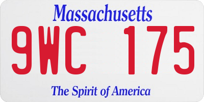 MA license plate 9WC175