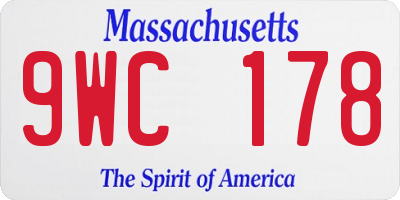 MA license plate 9WC178