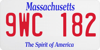 MA license plate 9WC182