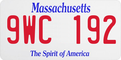 MA license plate 9WC192
