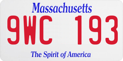 MA license plate 9WC193