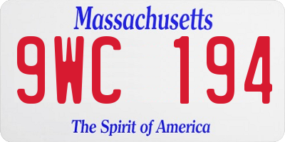 MA license plate 9WC194