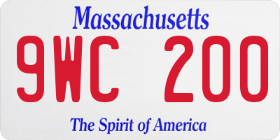 MA license plate 9WC200