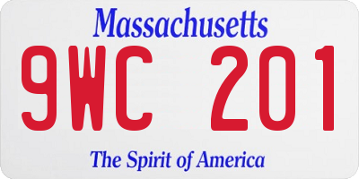 MA license plate 9WC201