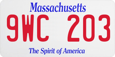 MA license plate 9WC203