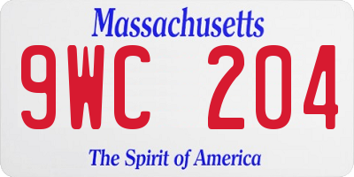 MA license plate 9WC204