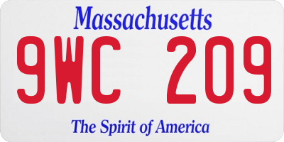 MA license plate 9WC209